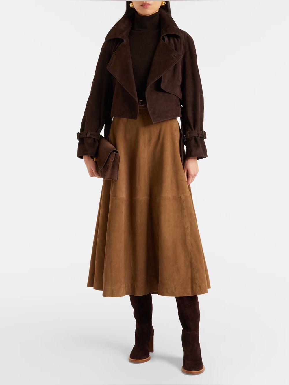 Nour Hammour Hatti Cropped Suede Jacket in chocolate brown - Picture 8 of 16